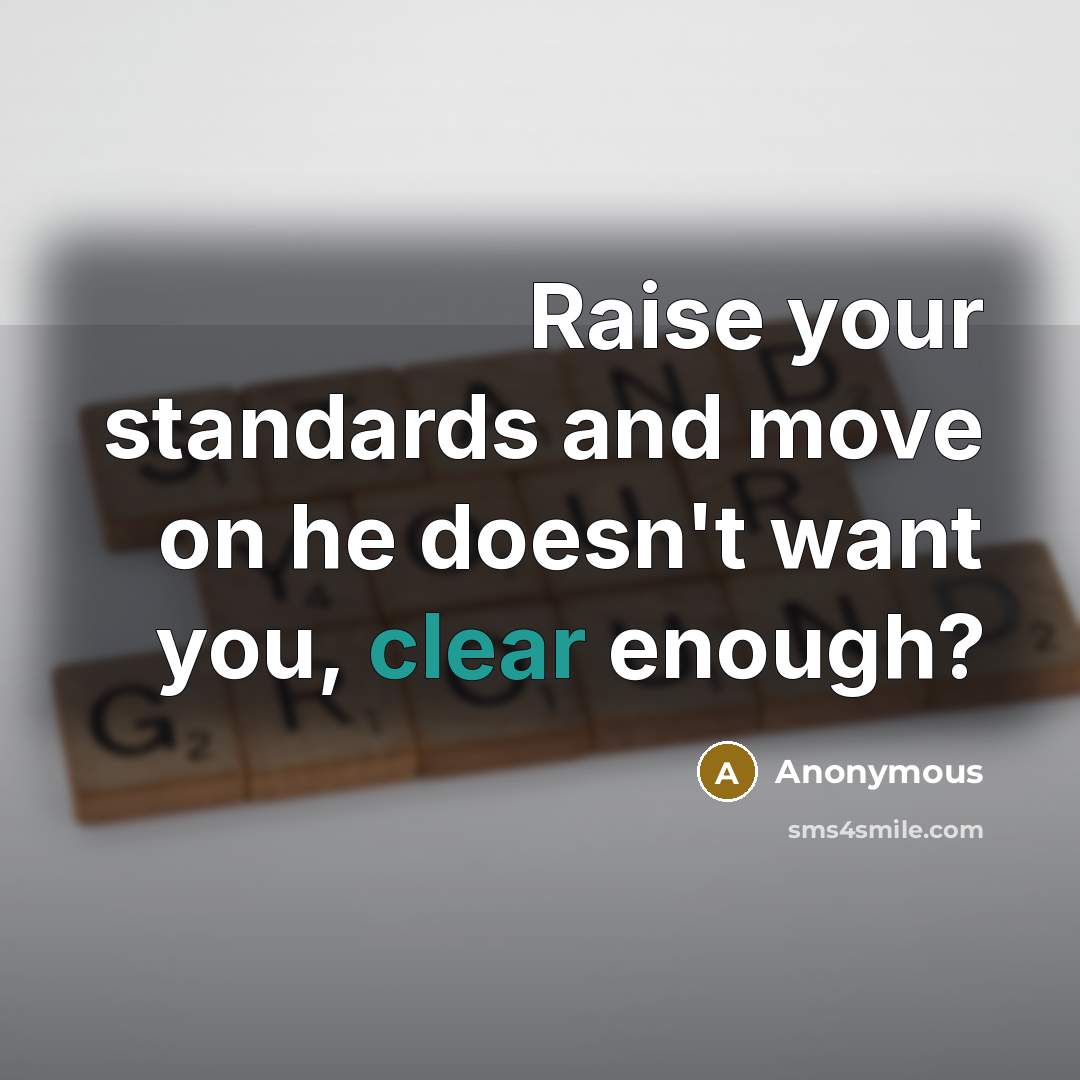 “Raise your standards and move on he doesn't want you, clear enough?” quote by Anonymous