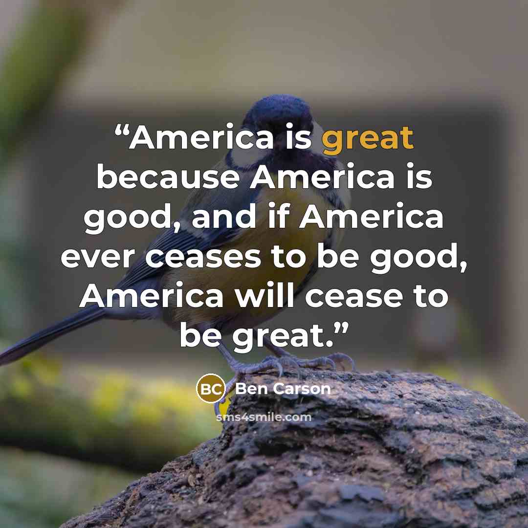 “America is great because America is good, and if America ever ceases to be good, America will cease to be great.” quote by Ben Carson