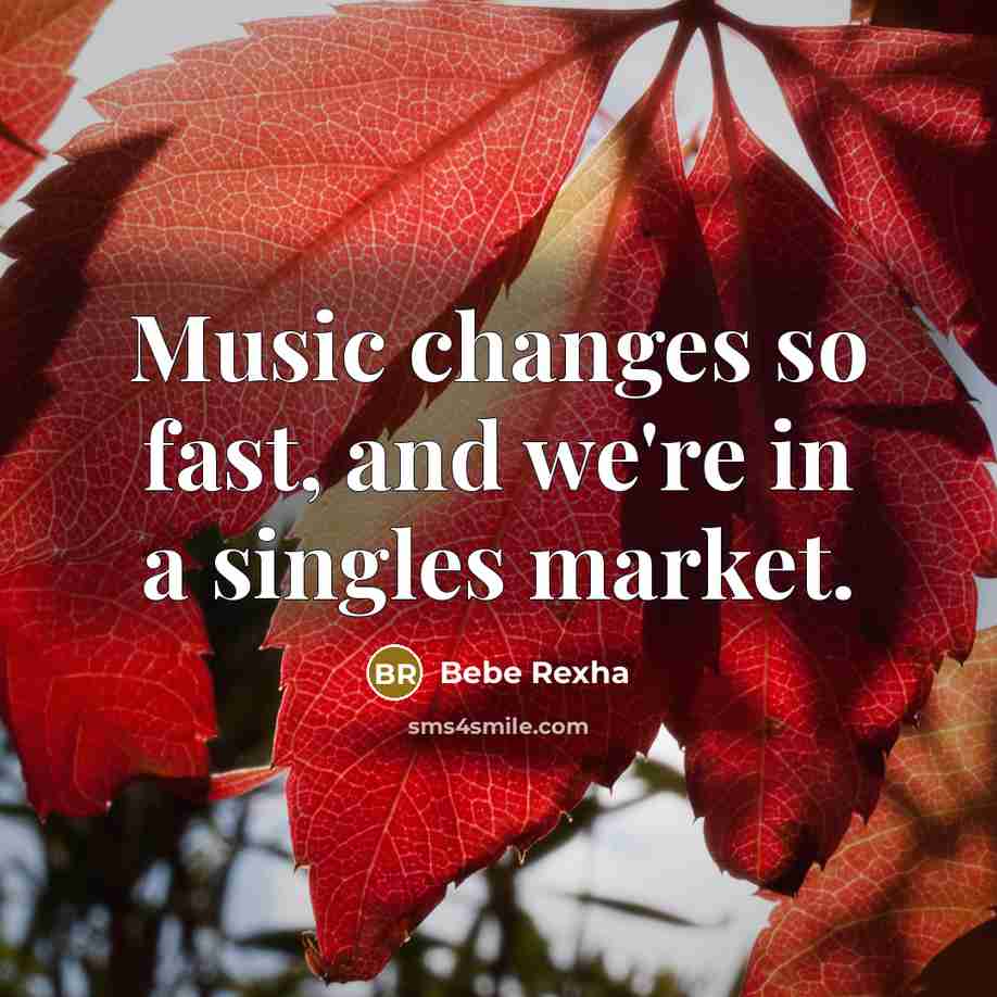 “Music changes so fast, and we're in a singles market.” quote by Bebe Rexha