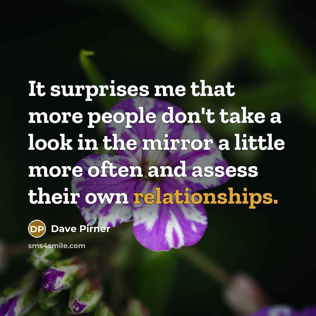 “It surprises me that more people don't take a look in the mirror a little more often and assess their own relationships.” quote by Dave Pirner