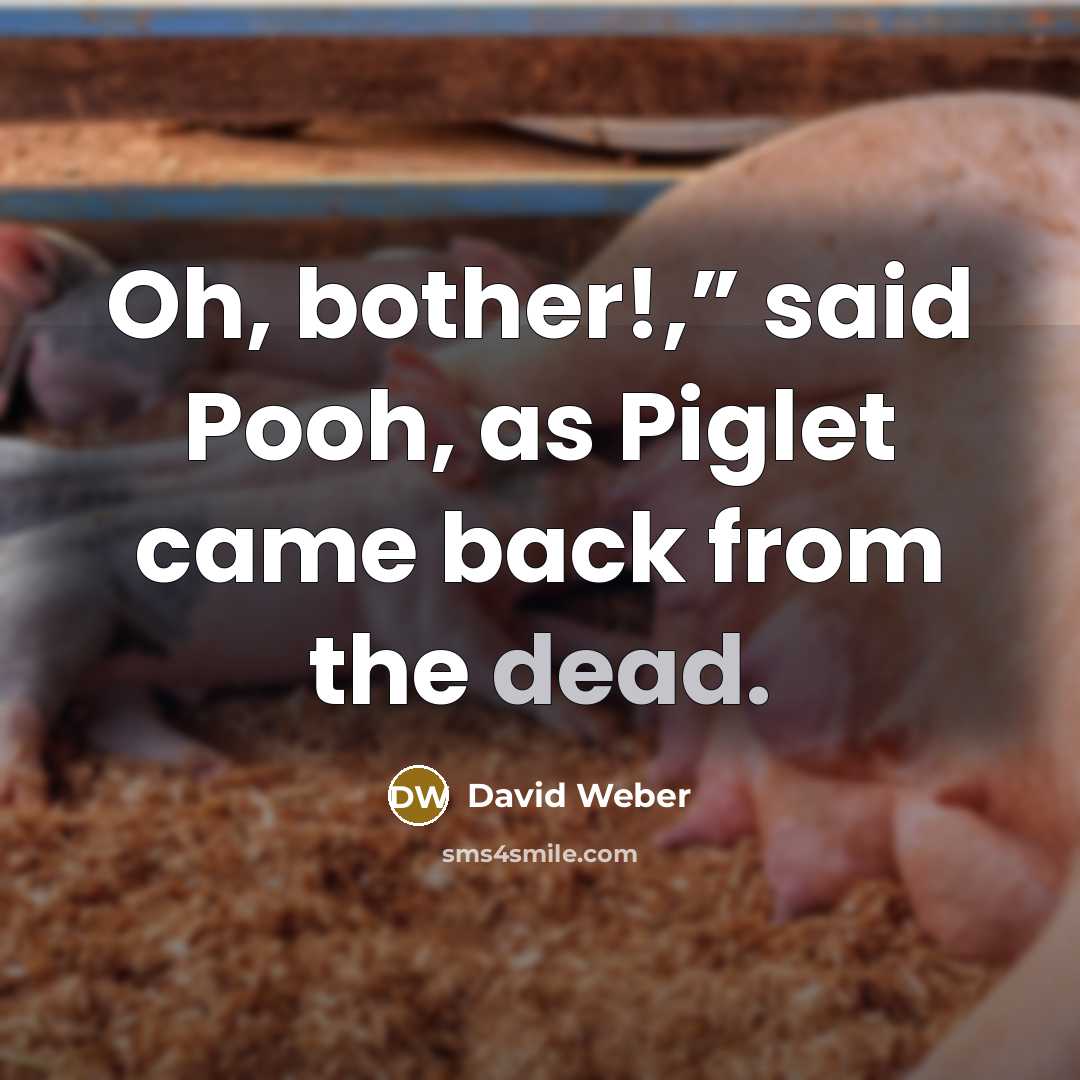 “Oh, bother!,” said Pooh, as Piglet came back from the dead.” quote by David Weber