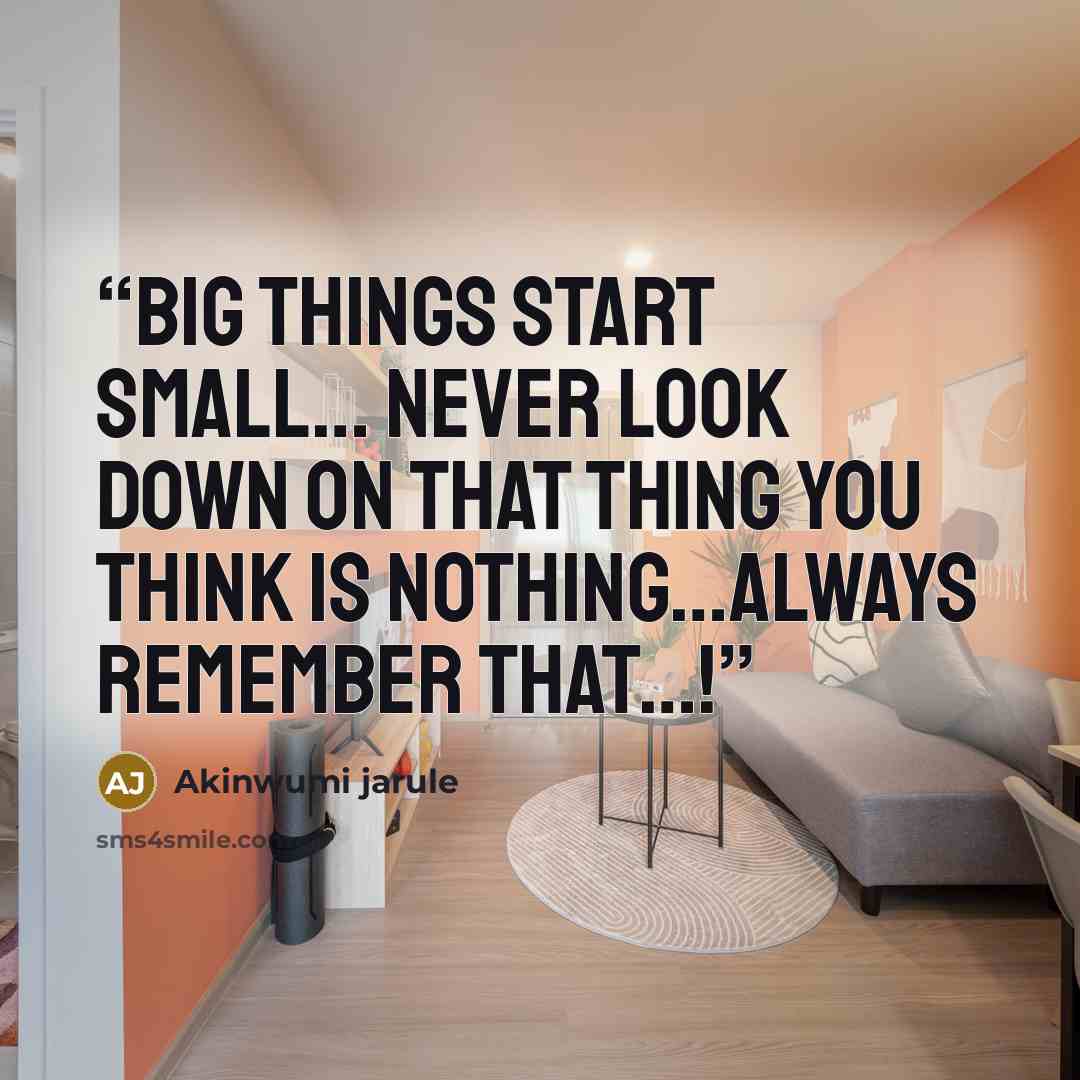 “Big things start small… Never look down on that thing you think is nothing…always remember that…!” quote by Akinwumi jarule