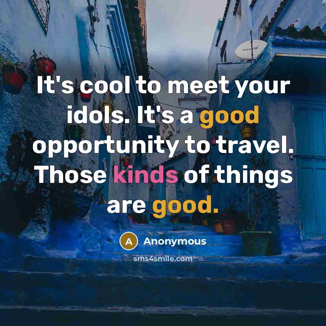 “It's cool to meet your idols. It's a good opportunity to travel. Those kinds of things are good.” quote by Anonymous