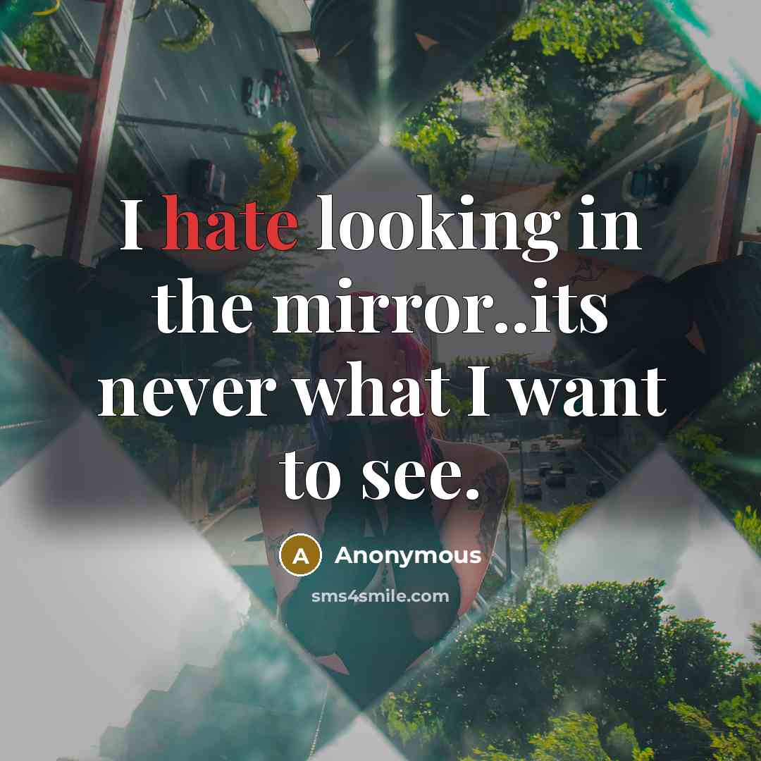 “I hate looking in the mirror..its never what I want to see.” quote by Anonymous