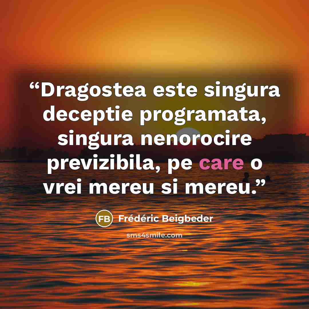 “Dragostea este singura deceptie programata, singura nenorocire previzibila, pe care o vrei mereu si mereu.” quote by Frédéric Beigbeder