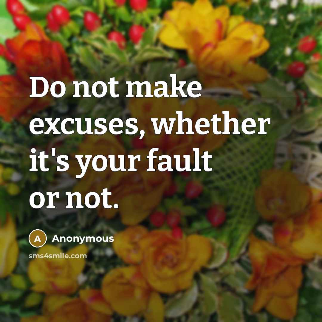 “Do not make excuses, whether it's your fault or not.” quote by Anonymous