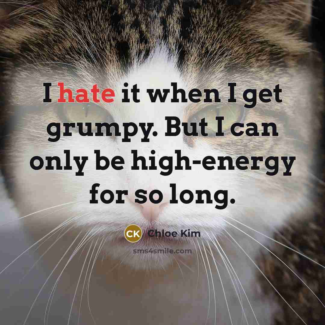 “I hate it when I get grumpy. But I can only be high-energy for so long.” quote by Chloe Kim