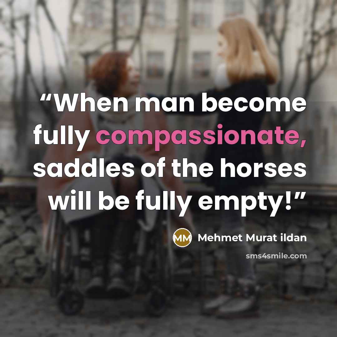 “When man become fully compassionate, saddles of the horses will be fully empty!” quote by Mehmet Murat ildan