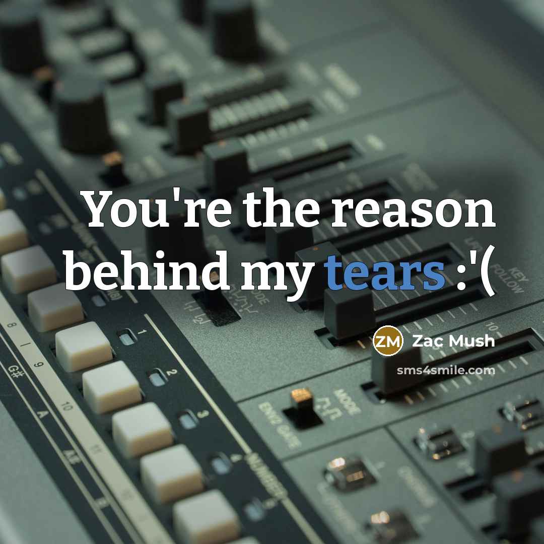 “You're the reason behind my tears :'(” quote by Zac Mush