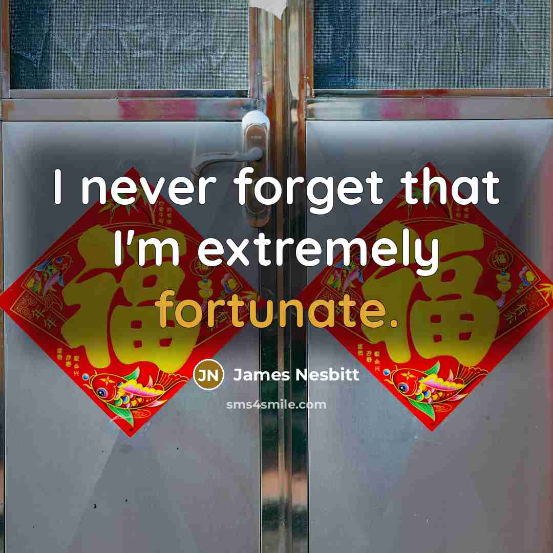 “I never forget that I'm extremely fortunate.” quote by James Nesbitt