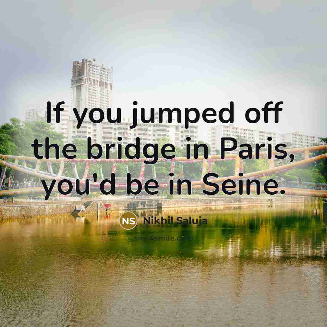 “If you jumped off the bridge in Paris, you'd be in Seine.” quote by Nikhil Saluja