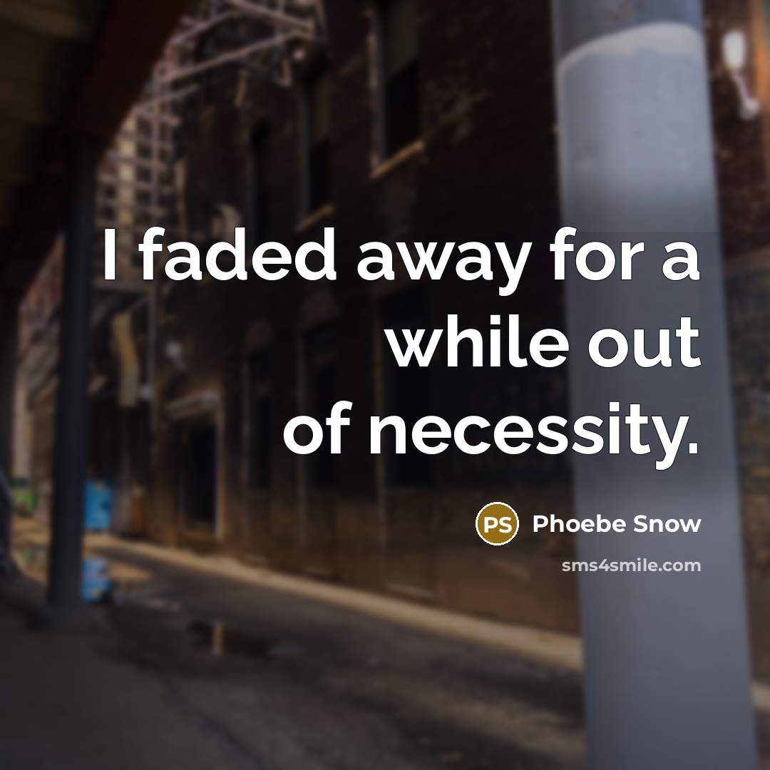 “I faded away for a while out of necessity.” quote by Phoebe Snow