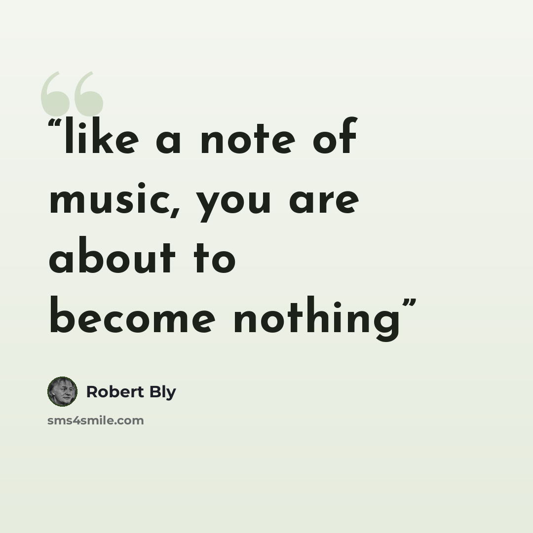 “like a note of music, you are about to become nothing” quote by Robert Bly