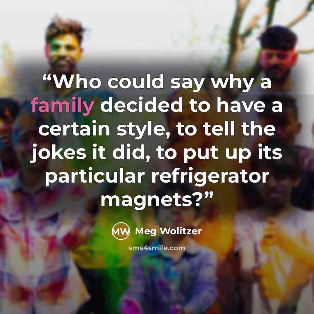 “Who could say why a family decided to have a certain style, to tell the jokes it did, to put up its particular refrigerator magnets?” quote by Meg Wolitzer