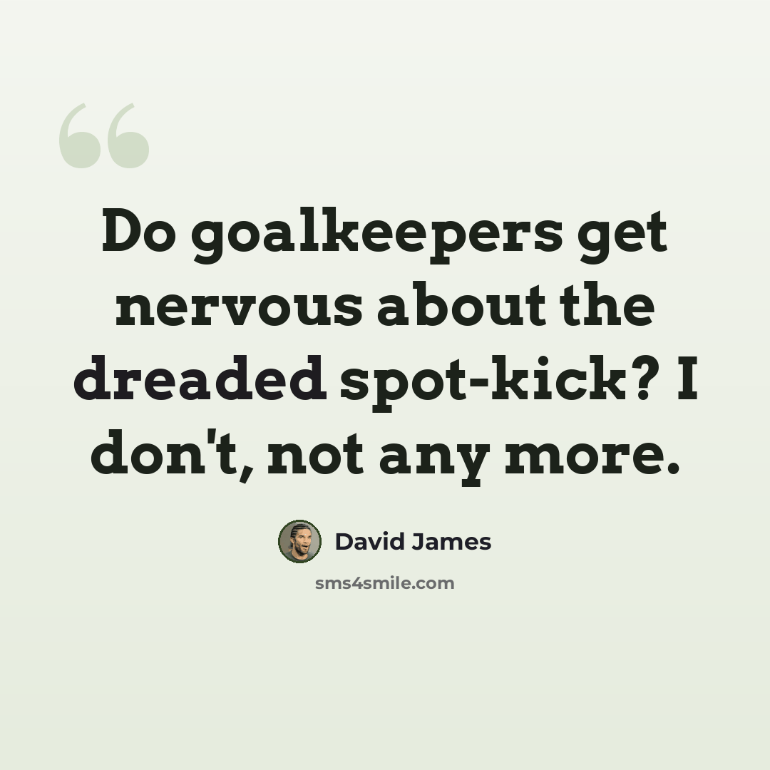 “Do goalkeepers get nervous about the dreaded spot-kick? I don't, not any more.” quote by David James