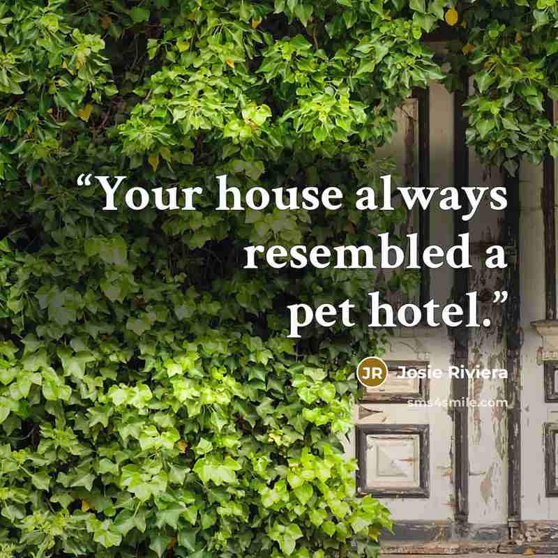 “Your house always resembled a pet hotel.” quote by Josie Riviera