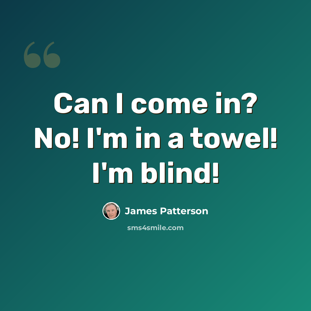 “Can I come in? No! I'm in a towel! I'm blind!” quote by James Patterson