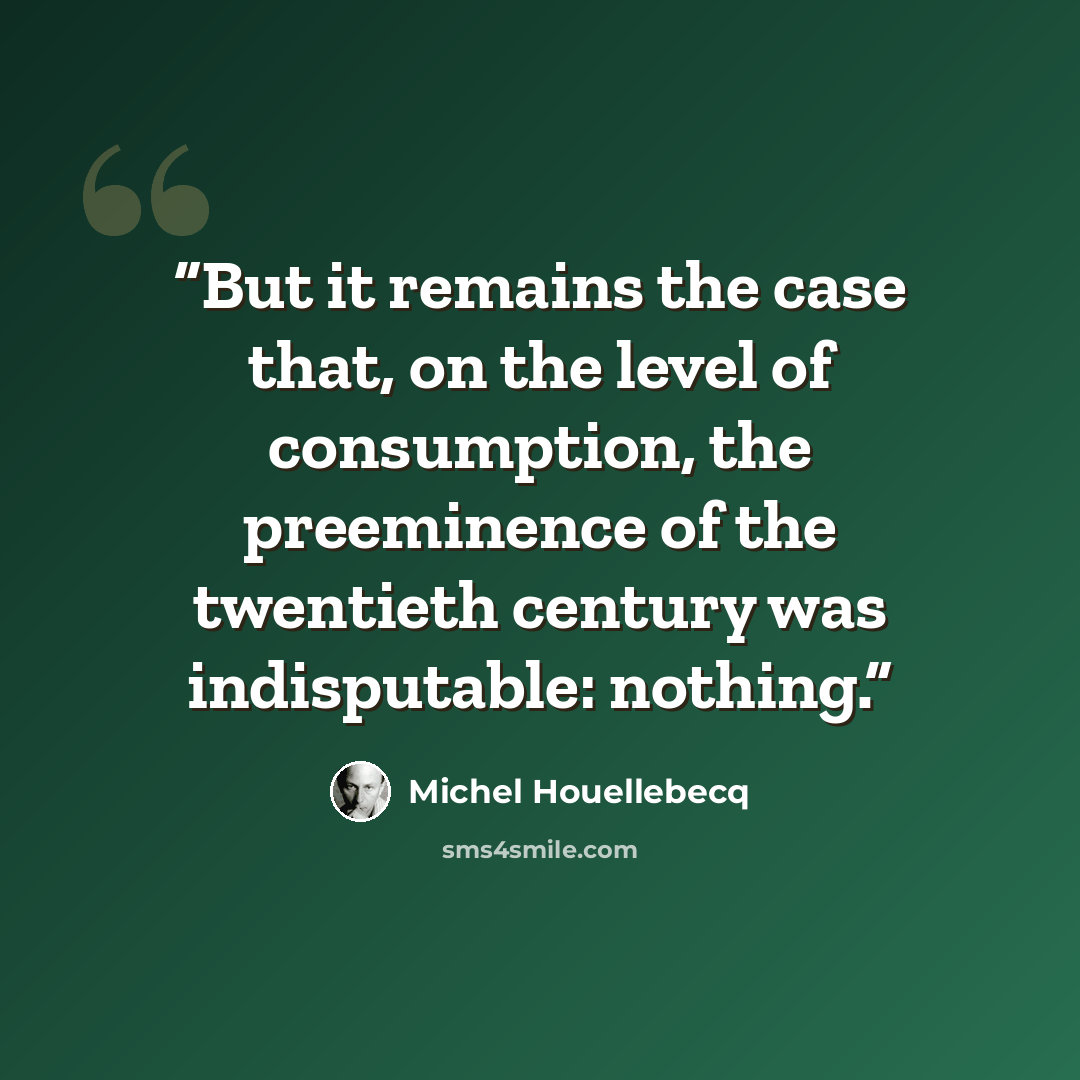 “But it remains the case that, on the level of consumption, the preeminence of the twentieth century was indisputable: nothing.” quote by Michel Houellebecq