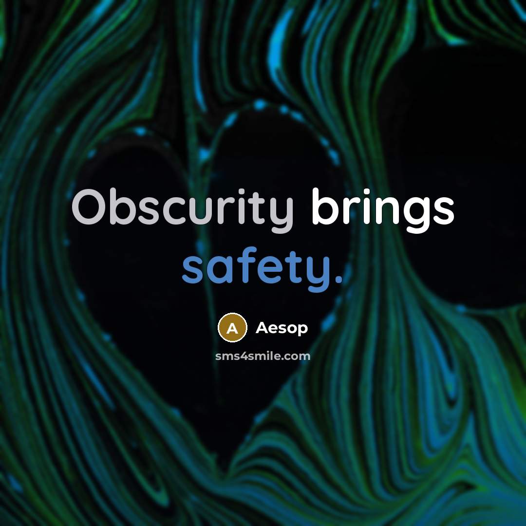 “Obscurity brings safety.” quote by Aesop