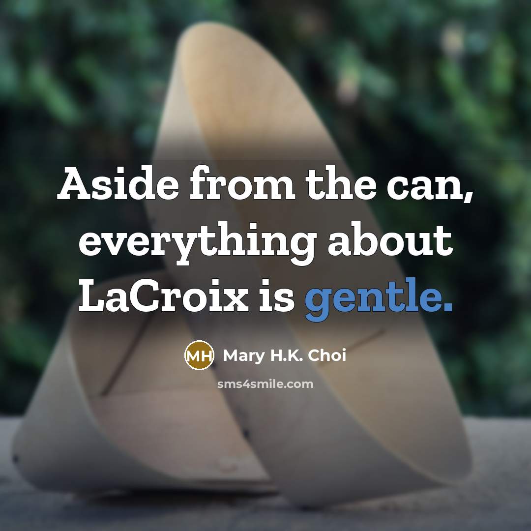 “Aside from the can, everything about LaCroix is gentle.” quote by Mary H.K. Choi