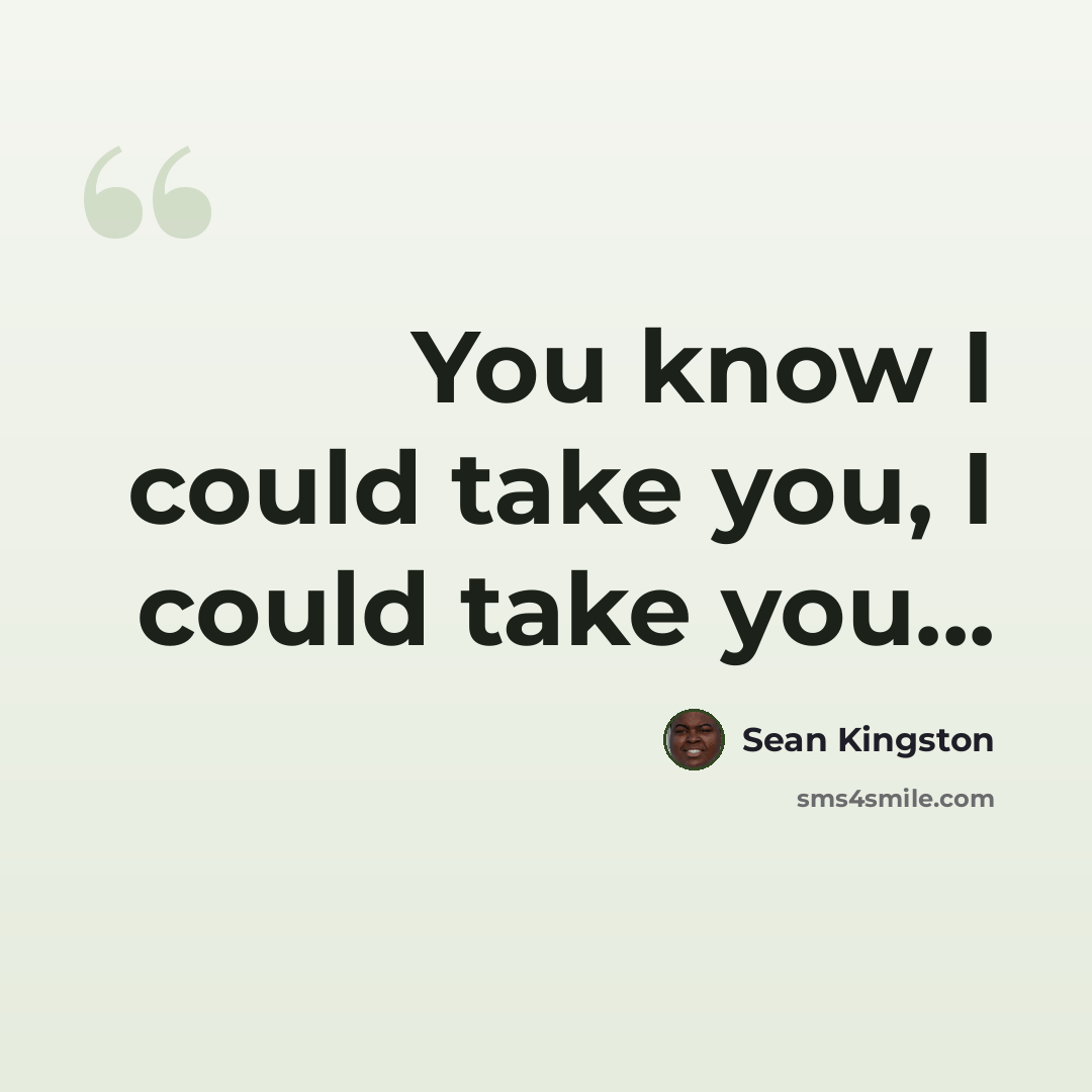 “You know I could take you, I could take you...” quote by Sean Kingston