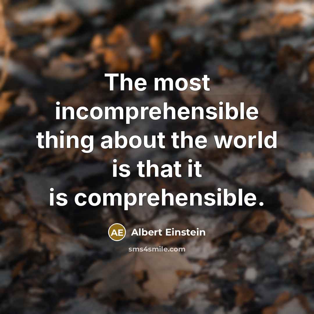 “The most incomprehensible thing about the world is that it is comprehensible.” quote by Albert Einstein