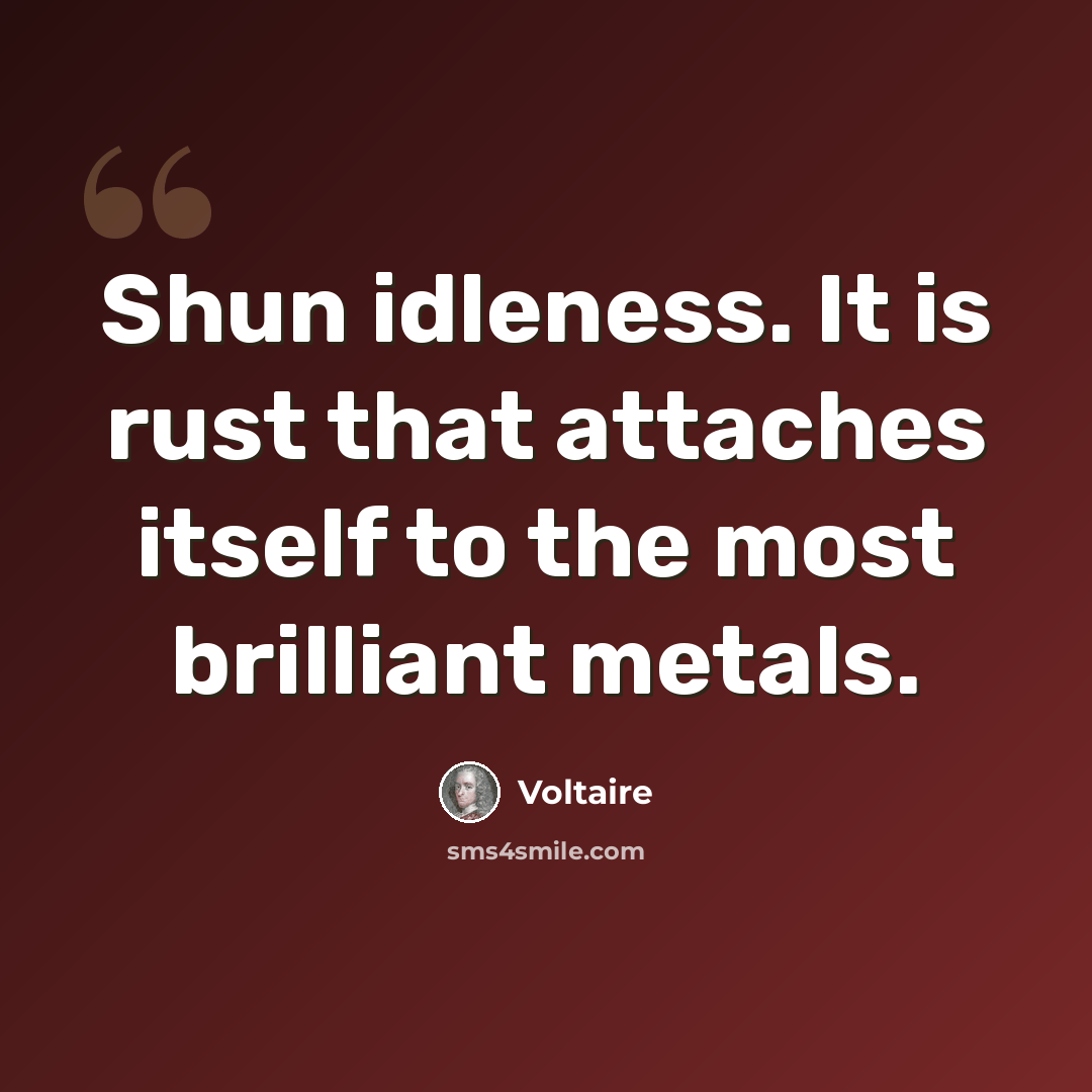 “Shun idleness. It is rust that attaches itself to the most brilliant metals.” quote by Voltaire