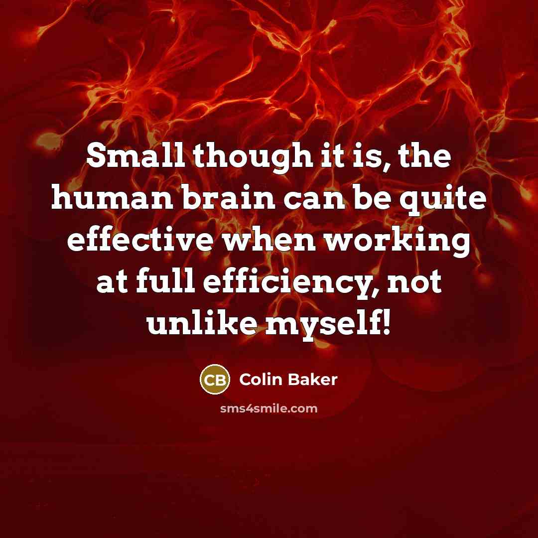 “Small though it is, the human brain can be quite effective when working at full efficiency, not unlike myself!” quote by Colin Baker