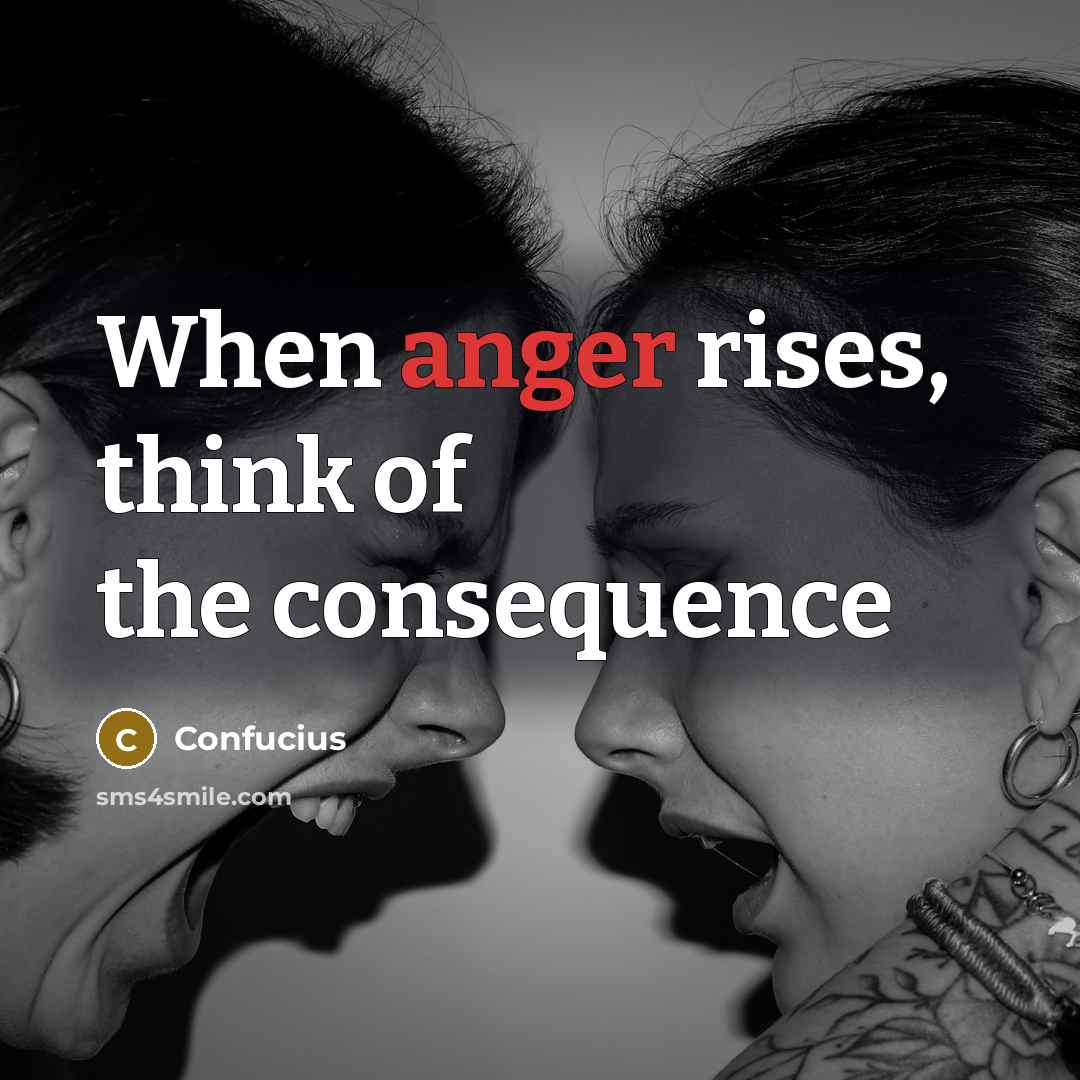 “When anger rises, think of the consequence” quote by Confucius