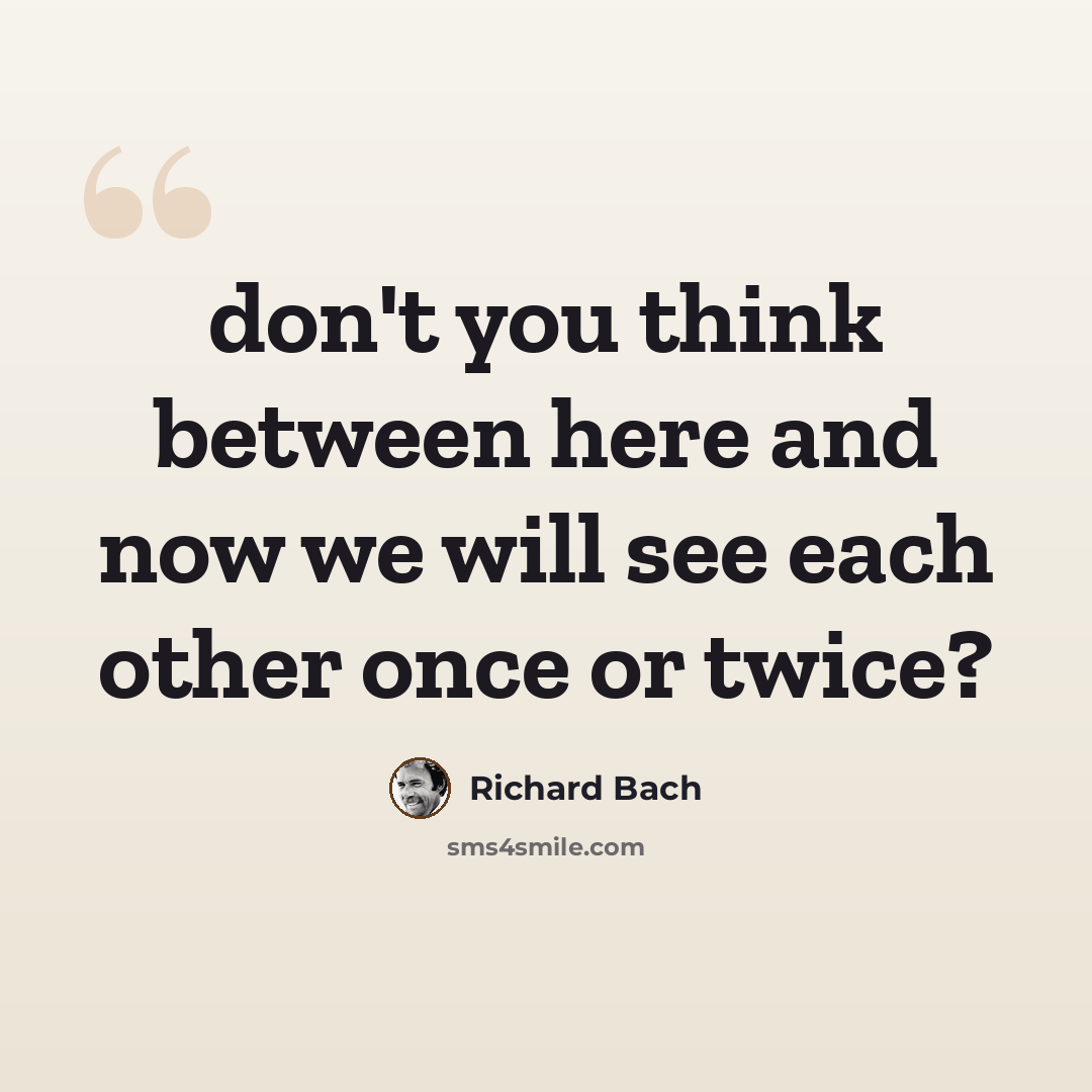 “don't you think between here and now we will see each other once or twice?” quote by Richard Bach