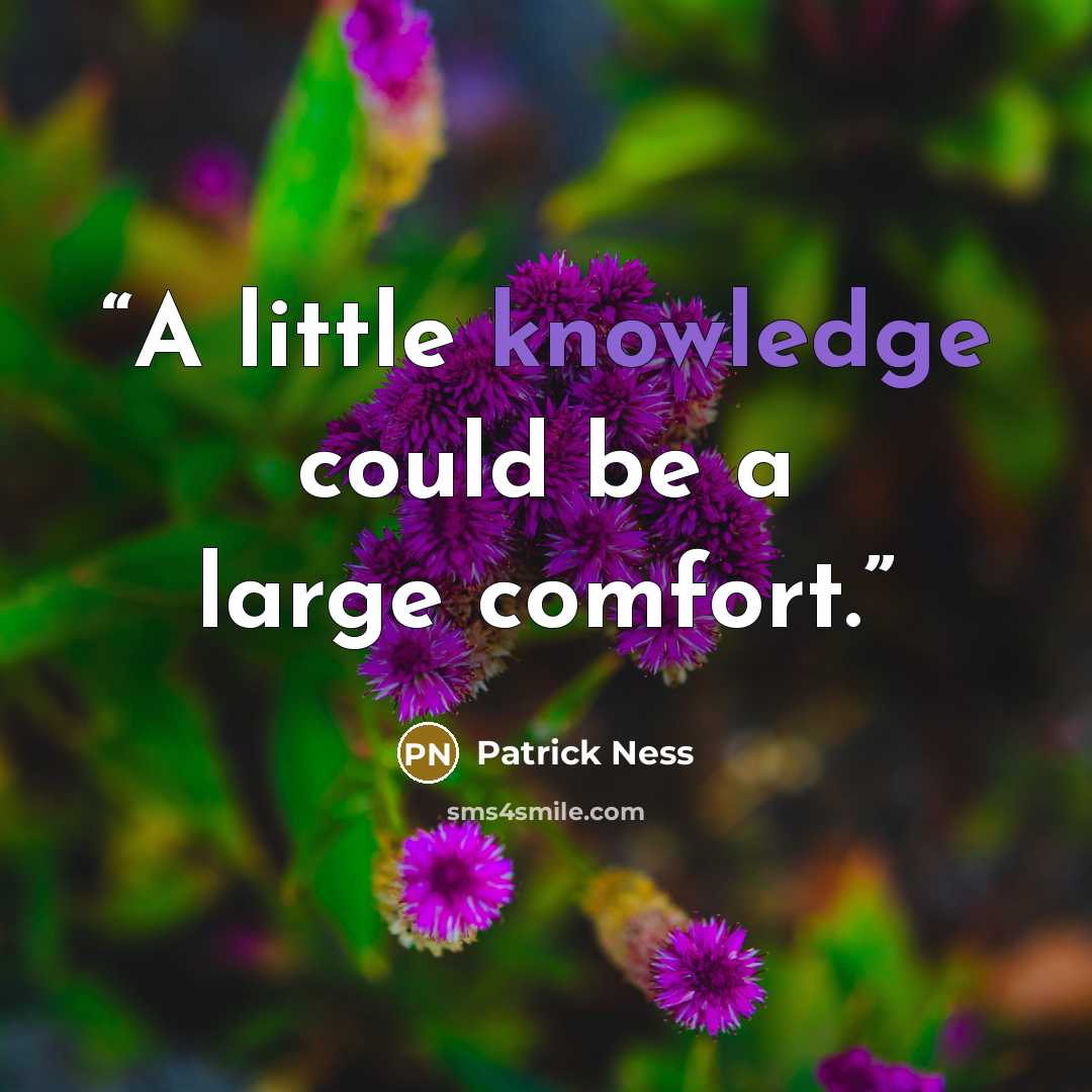 “A little knowledge could be a large comfort.” quote by Patrick Ness