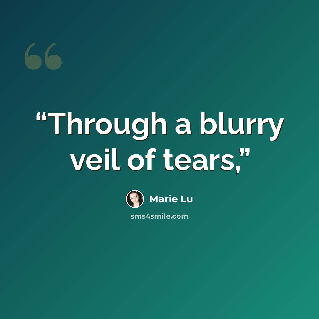 “Through a blurry veil of tears,” quote by Marie Lu