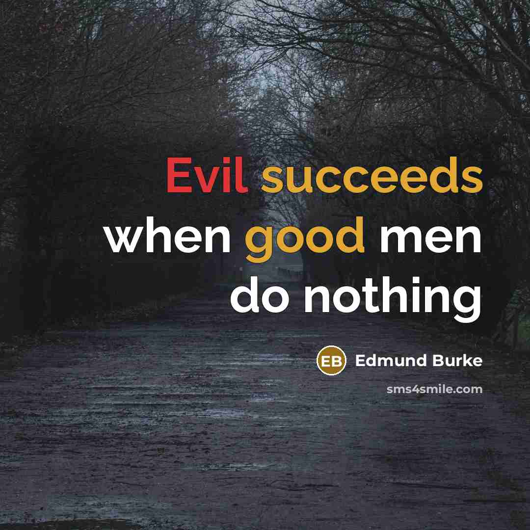 “Evil succeeds when good men do nothing” quote by Edmund Burke