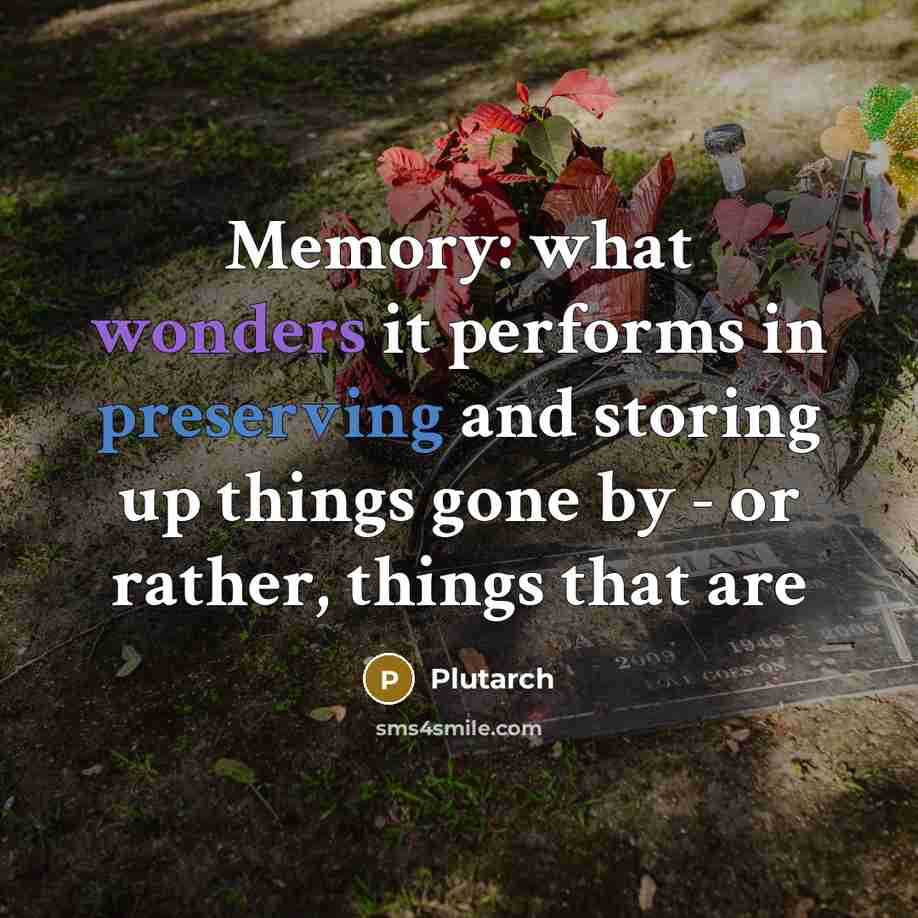 “Memory: what wonders it performs in preserving and storing up things gone by - or rather, things that are” quote by Plutarch