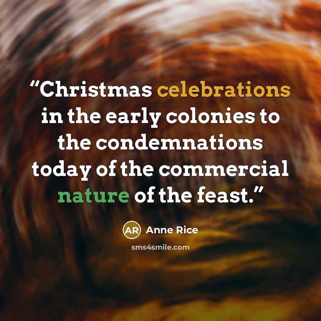 “Christmas celebrations in the early colonies to the condemnations today of the commercial nature of the feast.” quote by Anne Rice