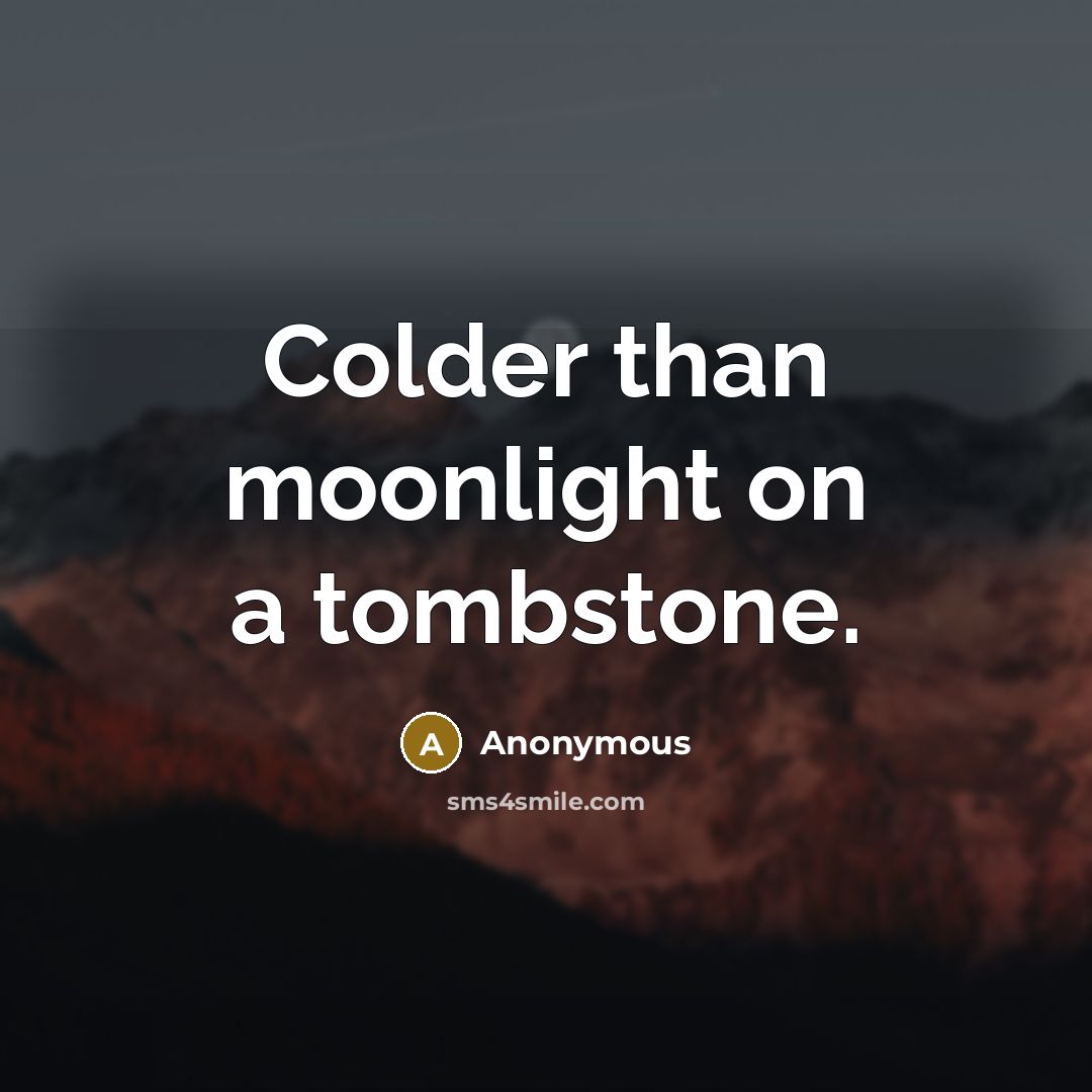 “Colder than moonlight on a tombstone.” quote by Anonymous