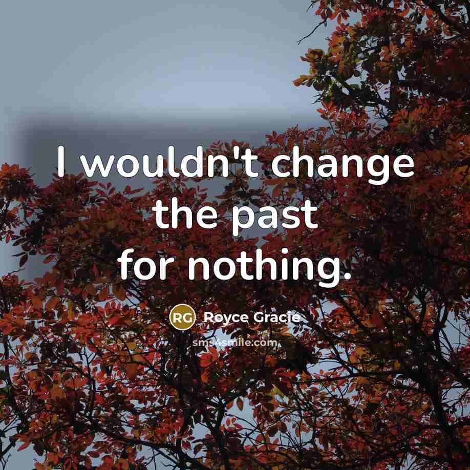 “I wouldn't change the past for nothing.” quote by Royce Gracie