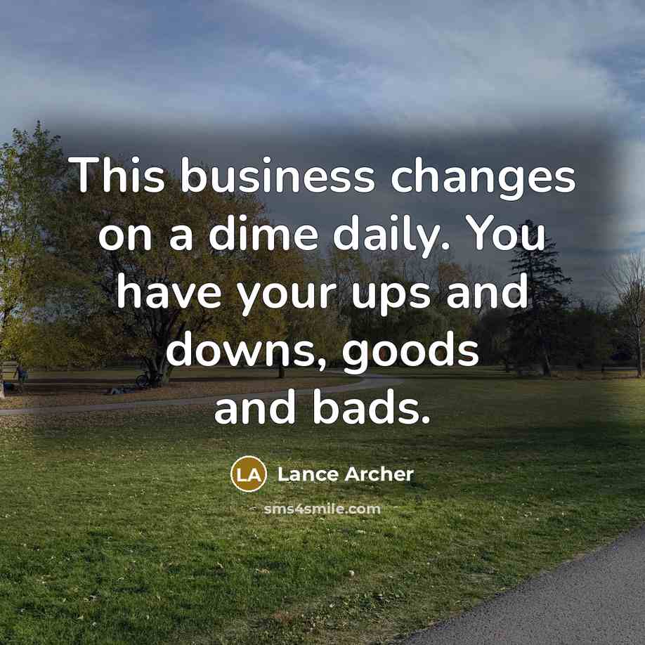 “This business changes on a dime daily. You have your ups and downs, goods and bads.” quote by Lance Archer