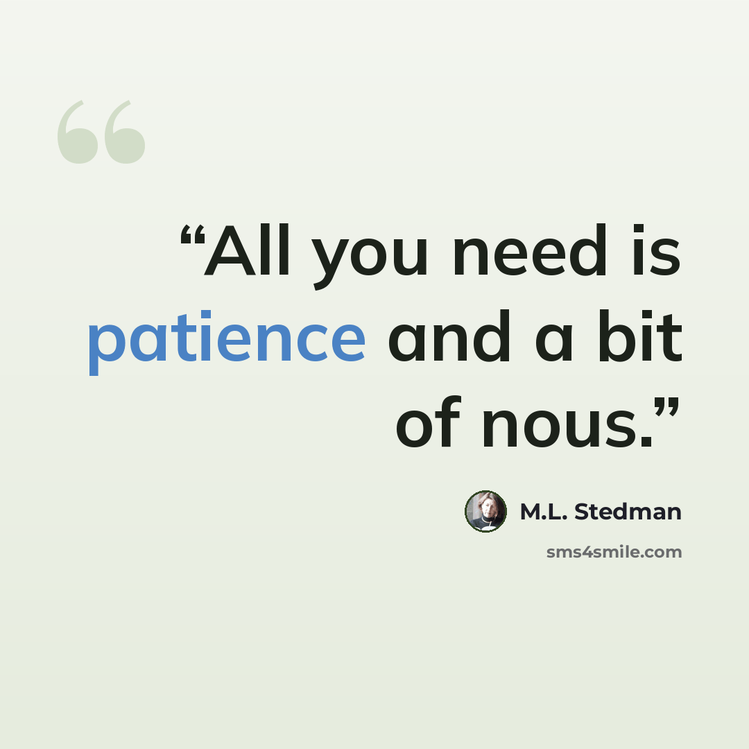 “All you need is patience and a bit of nous.” quote by M.L. Stedman