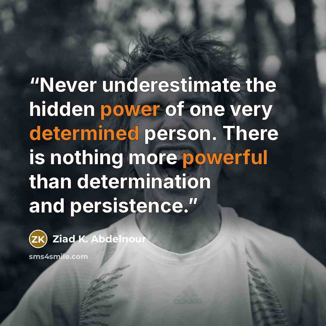 “Never underestimate the hidden power of one very determined person. There is nothing more powerful than determination and persistence.” quote by Ziad K. Abdelnour