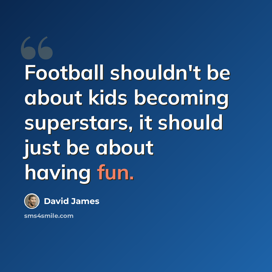 “Football shouldn't be about kids becoming superstars, it should just be about having fun.” quote by David James