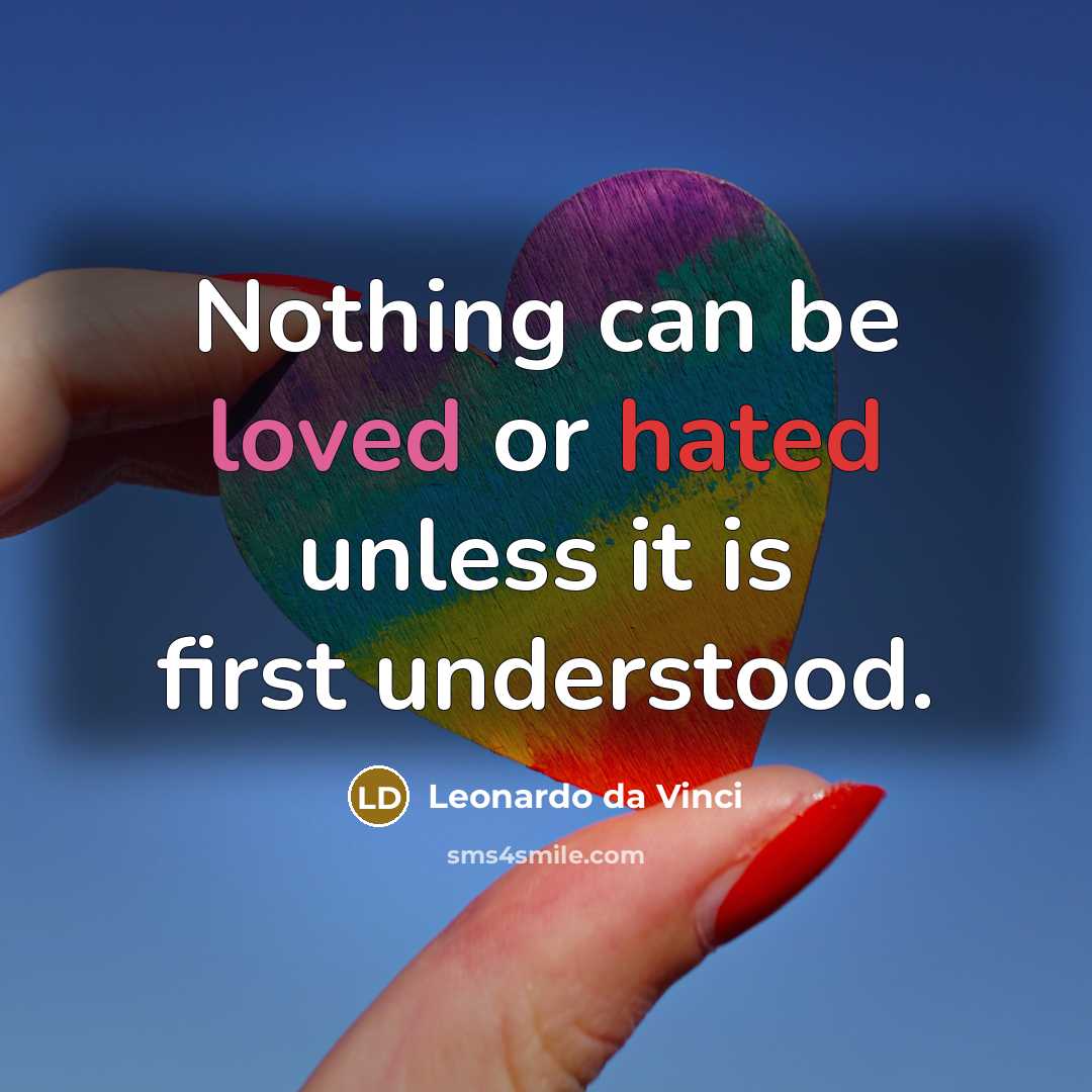 “Nothing can be loved or hated unless it is first understood.” quote by Leonardo da Vinci