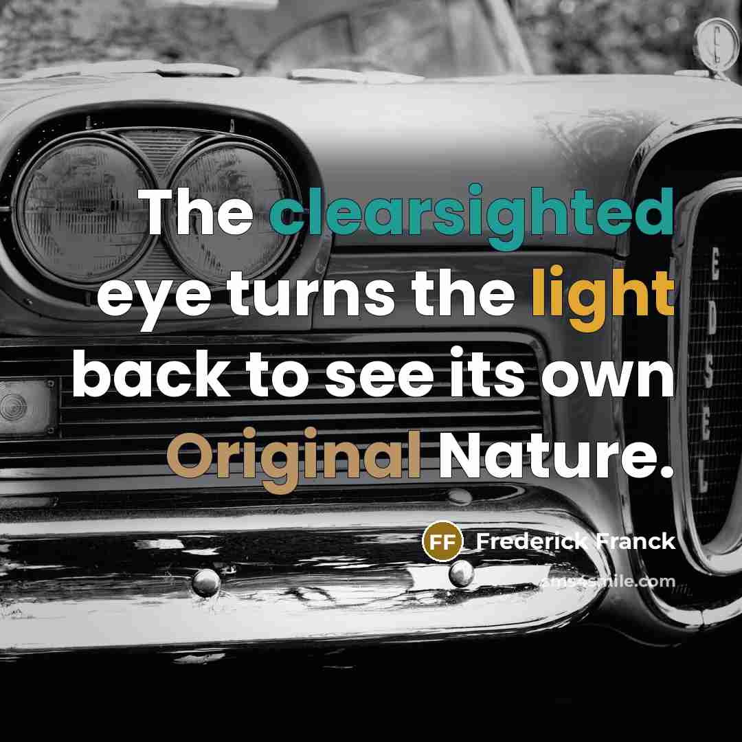 “The clearsighted eye turns the light back to see its own Original Nature.” quote by Frederick Franck