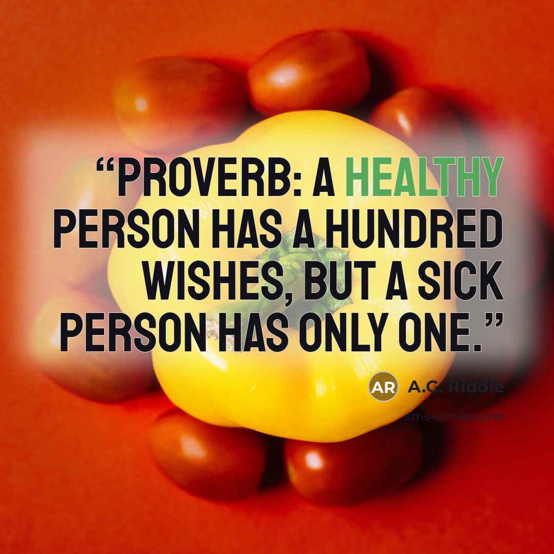 “proverb: A healthy person has a hundred wishes, but a sick person has only one.” quote by A.G. Riddle