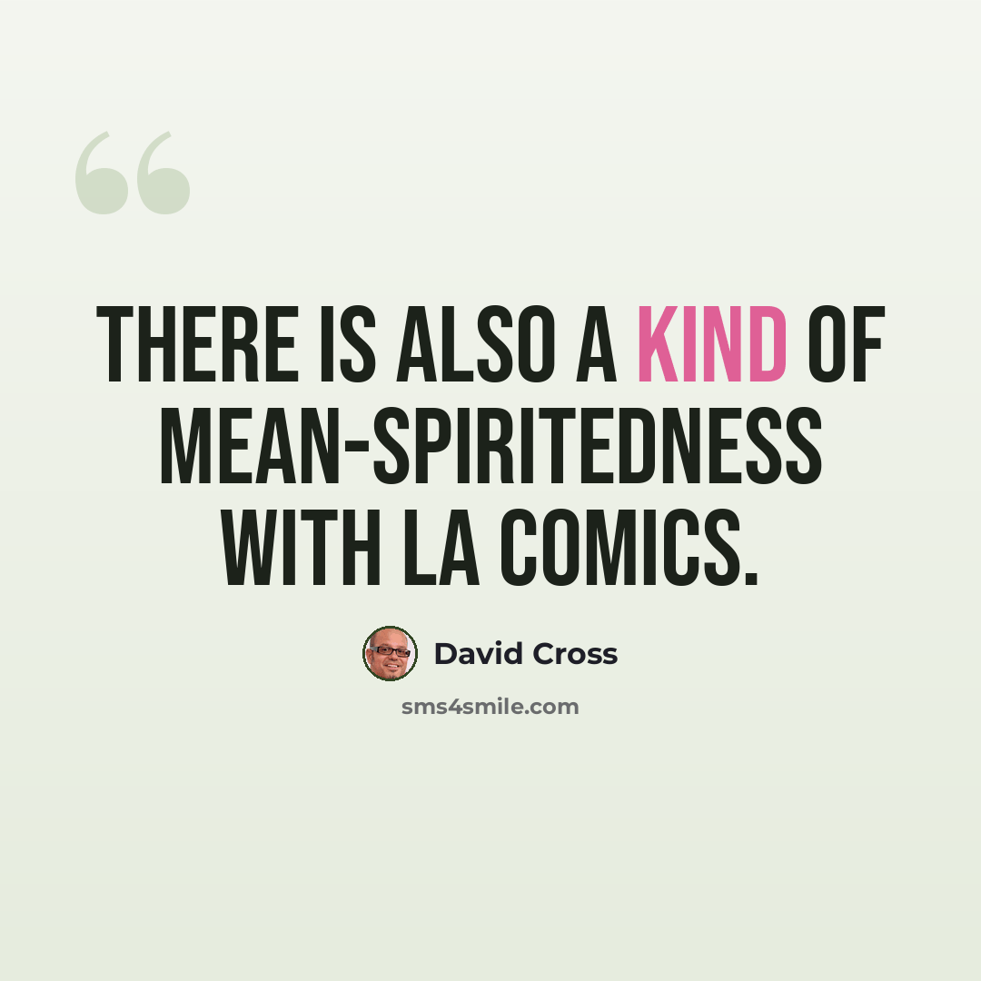 “There is also a kind of mean-spiritedness with LA comics.” quote by David Cross