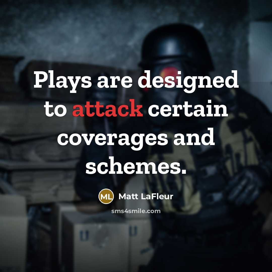 “Plays are designed to attack certain coverages and schemes.” quote by Matt LaFleur