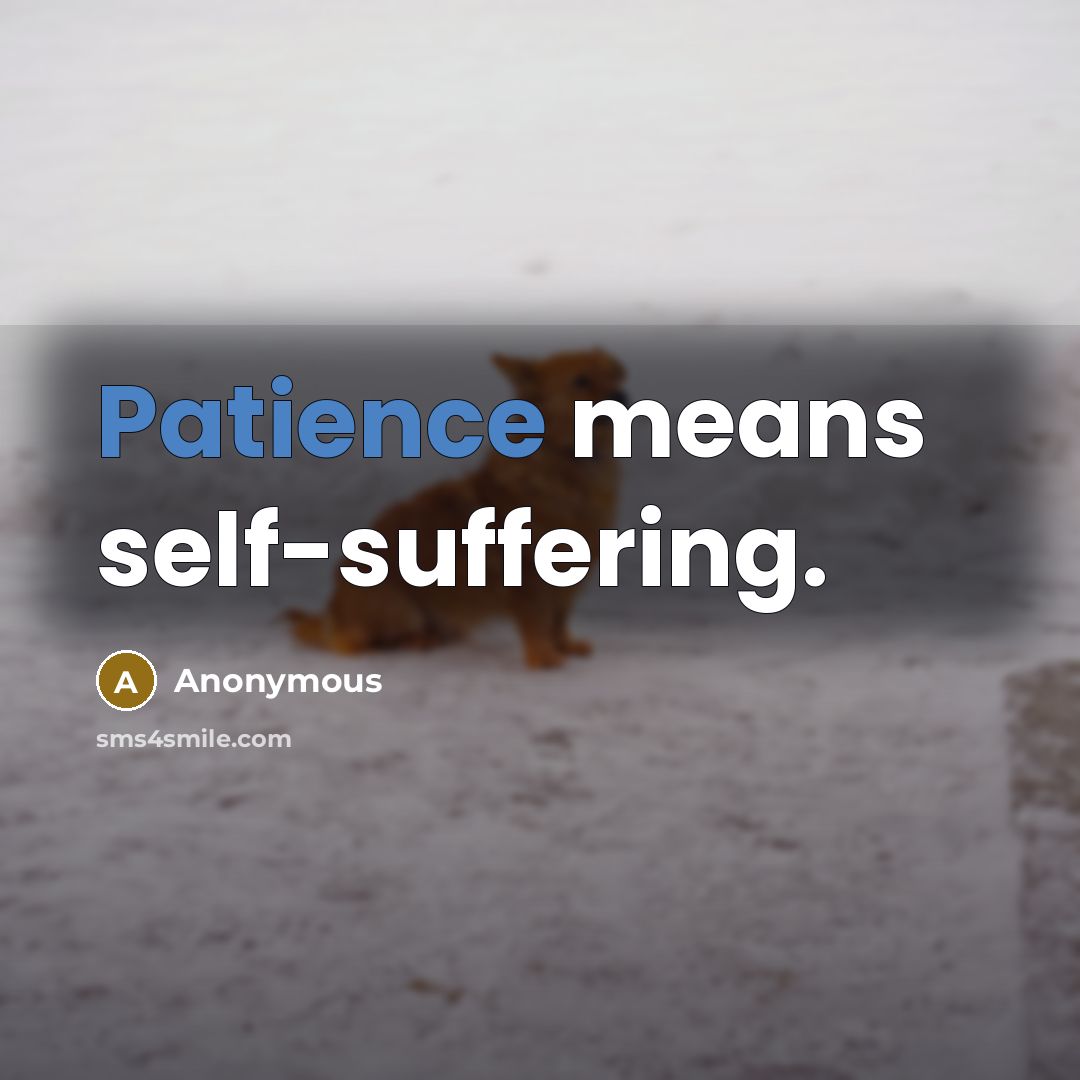 “Patience means self-suffering.” quote by Anonymous