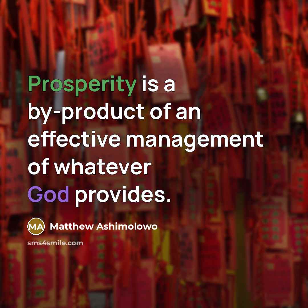 “Prosperity is a by-product of an effective management of whatever God provides.” quote by Matthew Ashimolowo