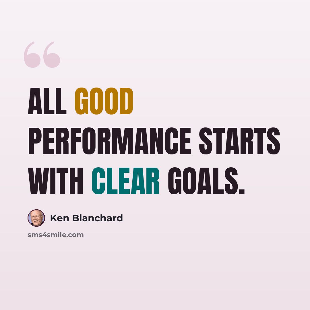 “All good performance starts with clear goals.” quote by Ken Blanchard