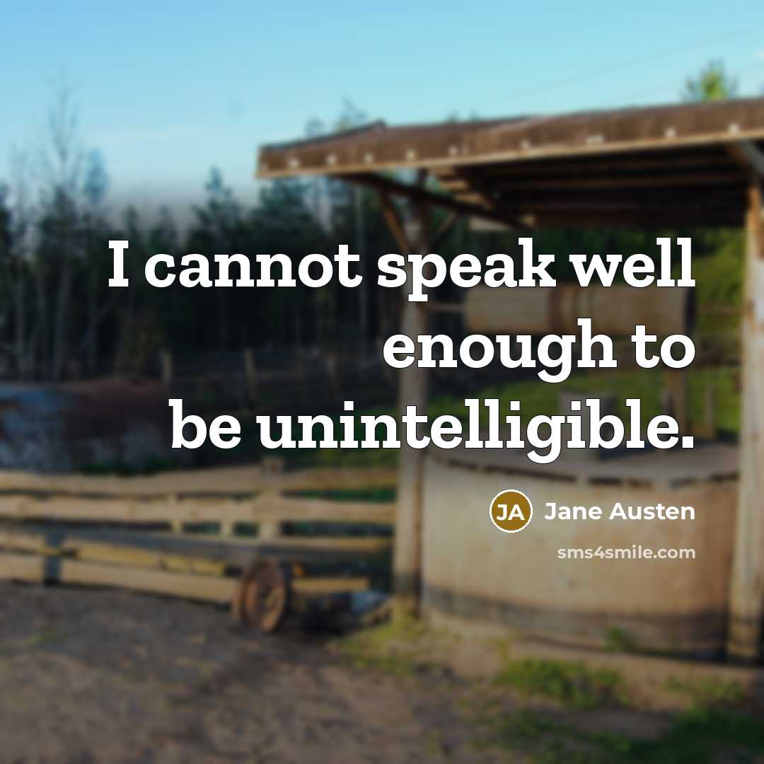 “I cannot speak well enough to be unintelligible.” quote by Jane Austen